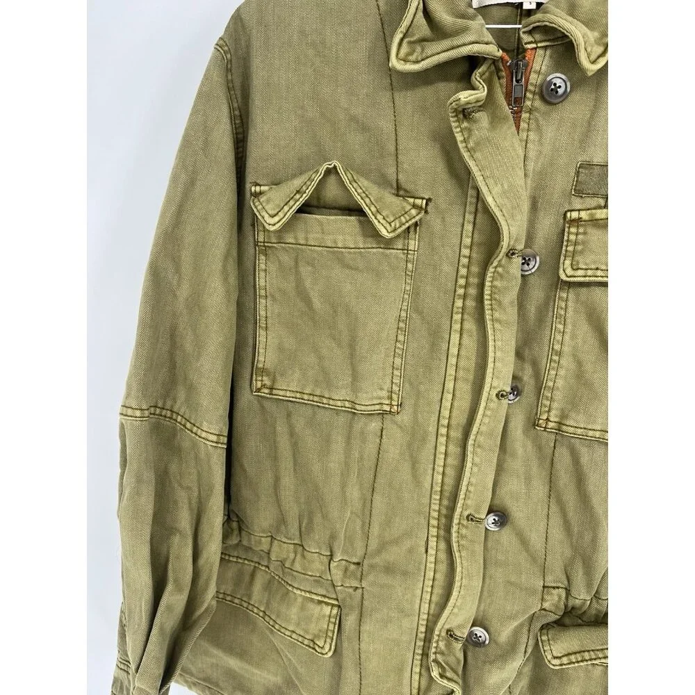 Free People Jacket Womens Small‎ Olive Green Seize The Day Military Oversized